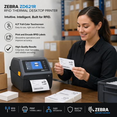 Zebra ZD621R RFID Thermal Desktop Printer 4in