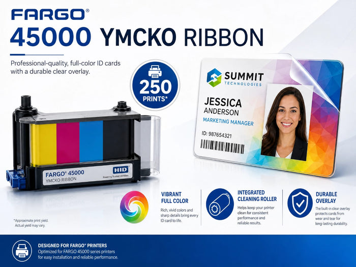 Fargo 45000 YMCKO Ribbon 250 Prints