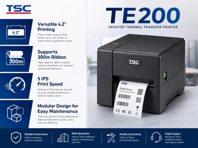 TSC TE200 Thermal Transfer Printer 4.2in 203dpi