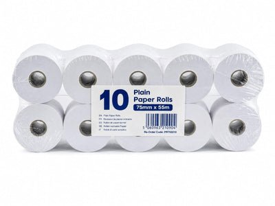 Plain Paper Roll 75mm x 55m Pack of 10
