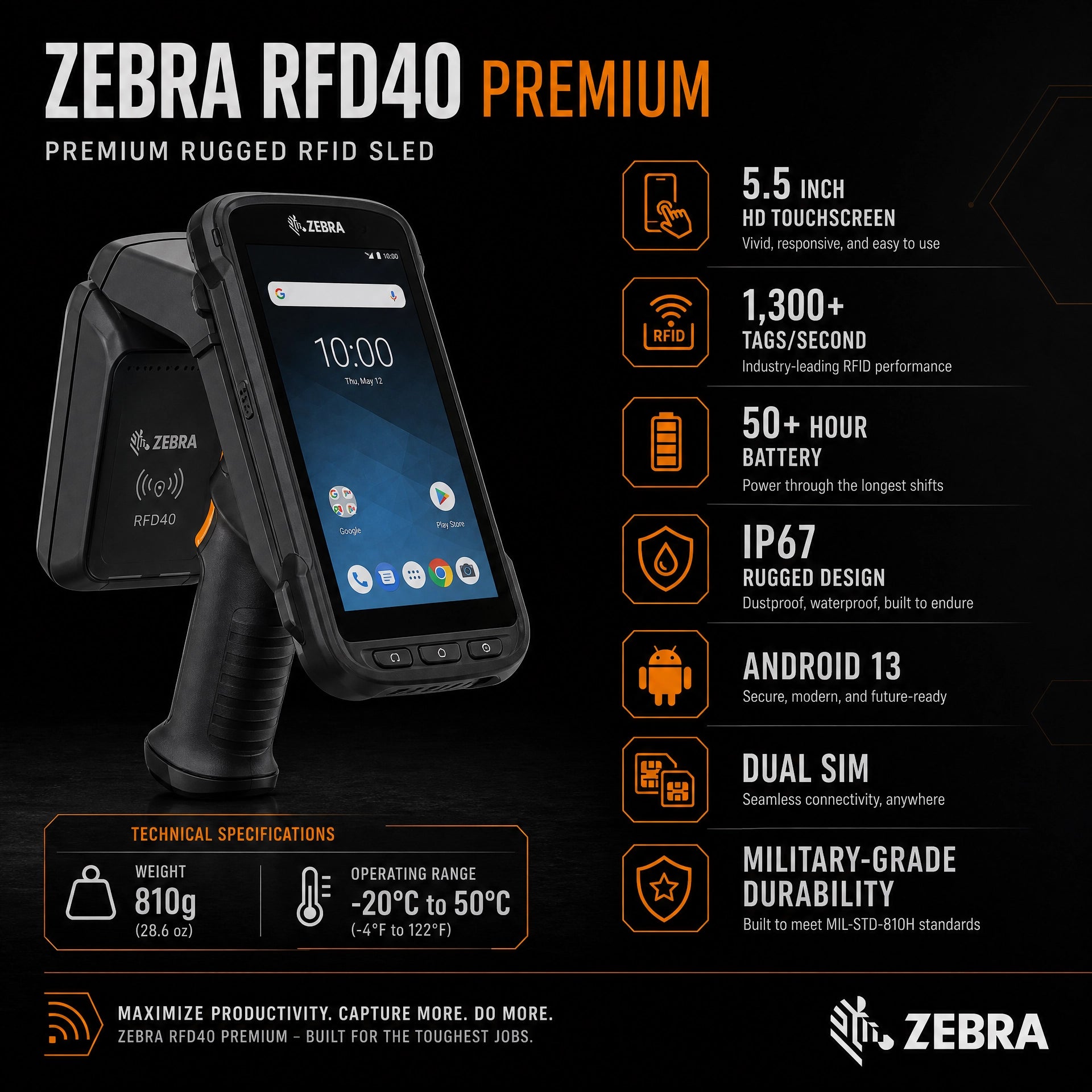 Zebra RFD40 Premium RFID UHF Handheld